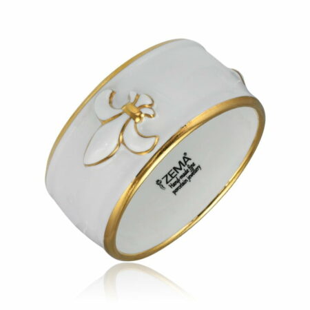 Lily King White&Gold Fine Porcelain Wide Bracelet