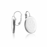 Minimal White&Platinum Oval Earrings