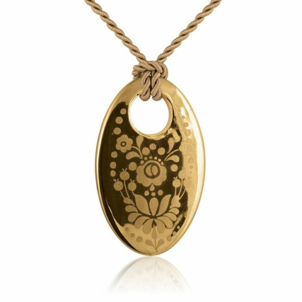 Pure Gold Fine Porcelain Traditional Oval Pendant