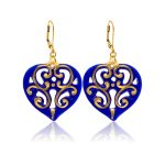 Aero Royal Blue&Gold Heart Earrings