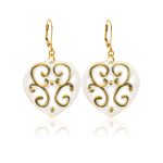 Aero White&Gold Heart Earrings