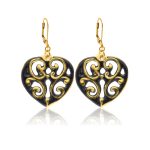 Aero Black&Gold Heart Earrings