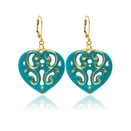 Aero Mint Green&Gold Heart Earrings