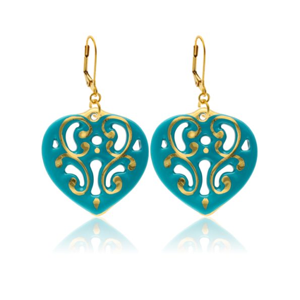 Aero Mint Green&Gold Heart Earrings