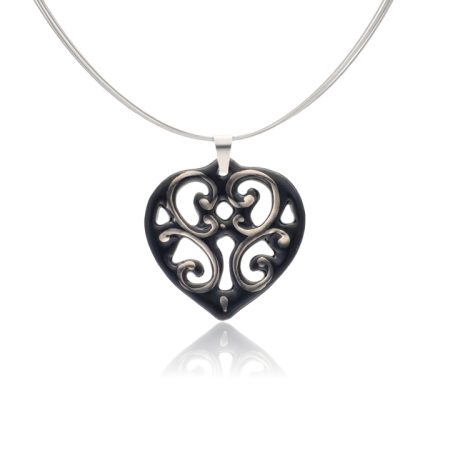 Aero Black&Platinum Heart Pendant