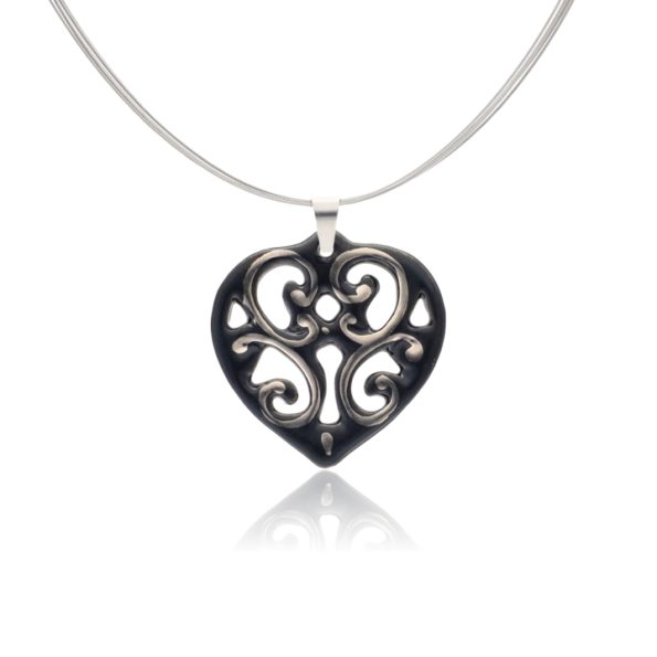Aero Black&Platinum Heart Pendant