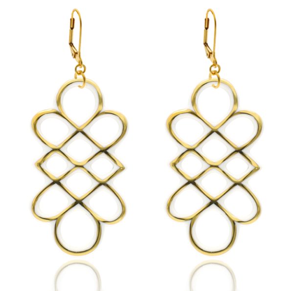 Aero White&Gold Earrings Oblong