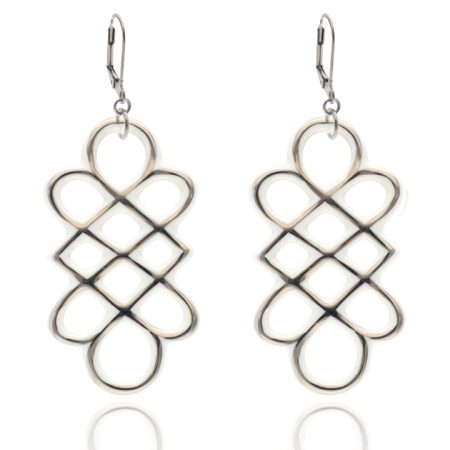 Aero White&Platinum Earrings Oblong