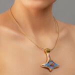 Art Nouveau Riga Powder Floral Pendant