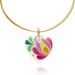 Pink Matyo Fine Porcelain Heart Pendant