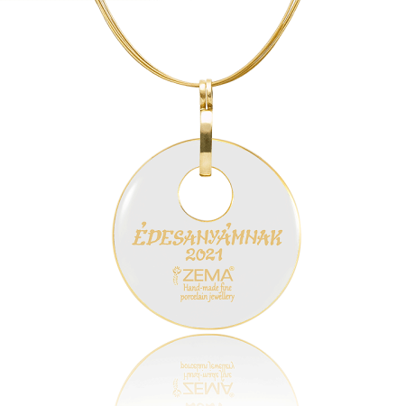 Baroque White&Gold Pendant  (Édesanyámnak felirattal) orvosifém nyakpánttal