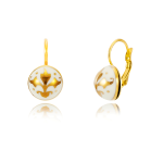 Baroque White&Gold Lense Earrings Leverback
