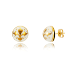 Baroque White&Gold Lense Earrings
