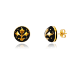 Baroque Black&Gold Lens Earrings