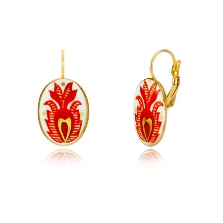 Sárközi Red Oval Earrings Leverback