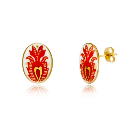 Sárközi Red Oval Earrings