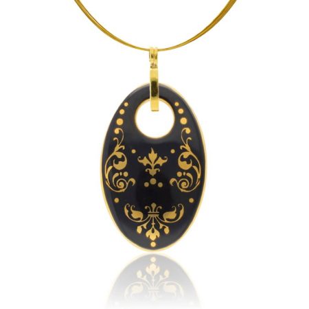 Baroque Black&Gold Oval Pendant