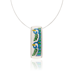 Blue Empire Pendant - Bay Leaf Pattern (Large)