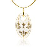 Baroque White&Gold Oval Pendant