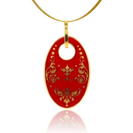 Baroque Red  Oval Pendant