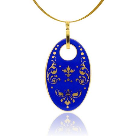 Baroque Blue  Oval Pendant