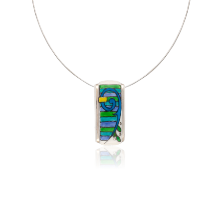 Blue Empire Pendant - Bay Leaf Pattern (Small)