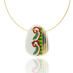 Green Empire Pendant Oval - Bay Leaf Pattern (Large)
