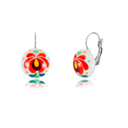 White Matyo Lens Leverback Earrings