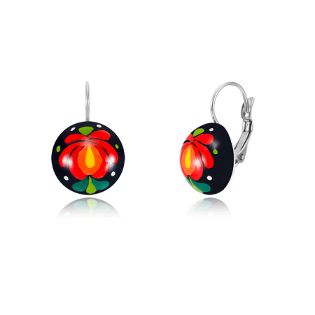 Black Matyo Lens Earrings Leverback
