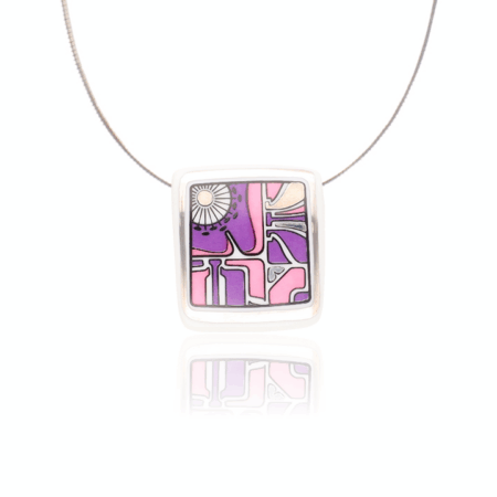 Art Deco Square Pendant Platinum Plated